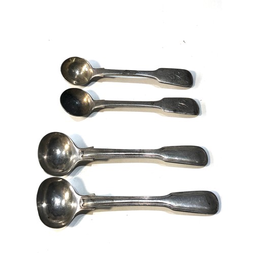 62 - 2 pairs of Georgian and Victorian antique silver mustard spoons weight 72g