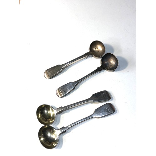 63 - 2 pairs of Victorian antique silver mustard spoons weight 51g