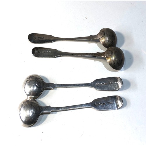 63 - 2 pairs of Victorian antique silver mustard spoons weight 51g