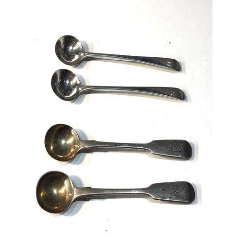 64 - 2 pairs of Georgian and Victorian antique silver mustard spoons weight 41g