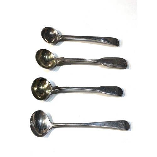 65 - 4 Georgian antique silver mustard spoons weight 56g