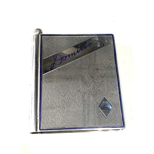 72 - Rare silver and enamel dominos silver case with pencil measures approx 8.7cm by 7.7cm hallmarked ste... 