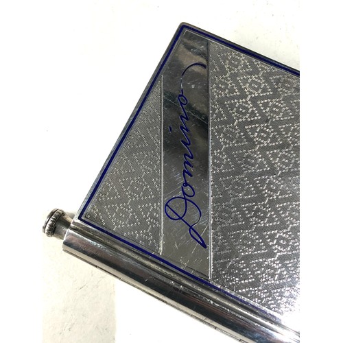 72 - Rare silver and enamel dominos silver case with pencil measures approx 8.7cm by 7.7cm hallmarked ste... 