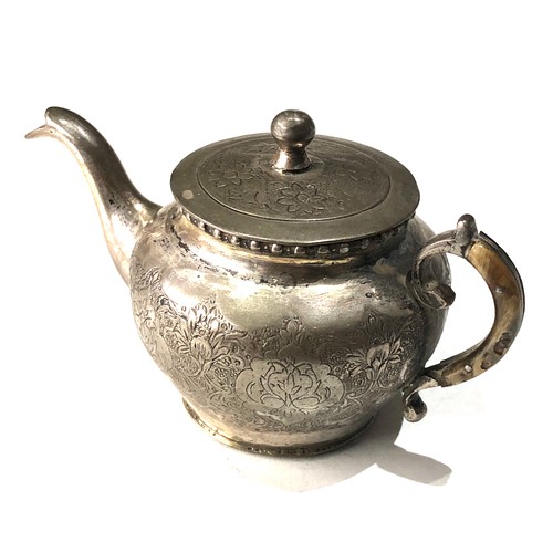 75 - Small Persian silver tea pot measures approx 11cm wide height 6.4cm please see images for details as... 