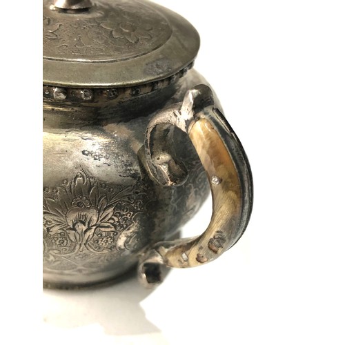 75 - Small Persian silver tea pot measures approx 11cm wide height 6.4cm please see images for details as... 