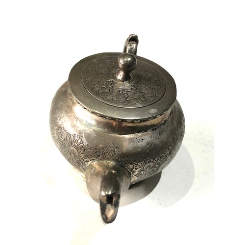 75 - Small Persian silver tea pot measures approx 11cm wide height 6.4cm please see images for details as... 