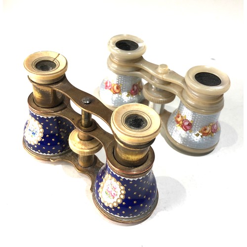 77 - 2 antique enamel opera glasses age related wear and damage as shown please see images for details as... 