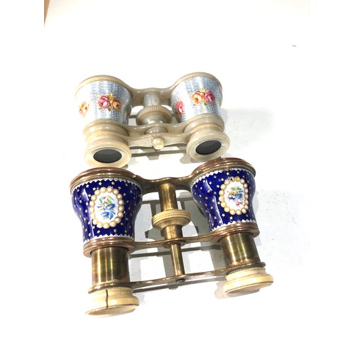 77 - 2 antique enamel opera glasses age related wear and damage as shown please see images for details as... 