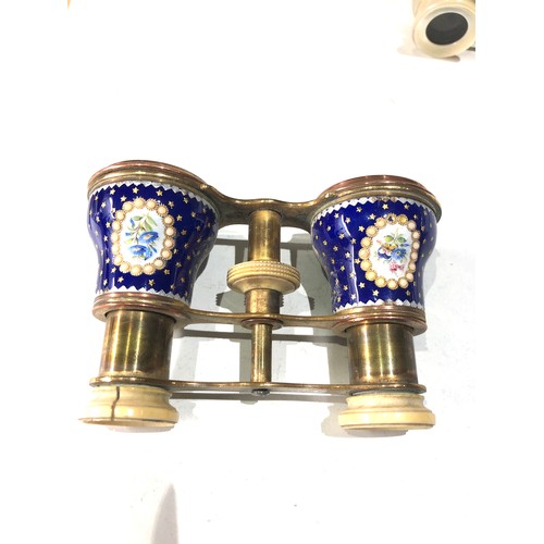 77 - 2 antique enamel opera glasses age related wear and damage as shown please see images for details as... 