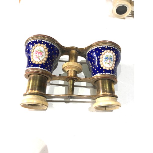 77 - 2 antique enamel opera glasses age related wear and damage as shown please see images for details as... 