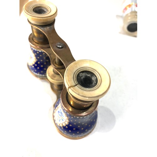 77 - 2 antique enamel opera glasses age related wear and damage as shown please see images for details as... 