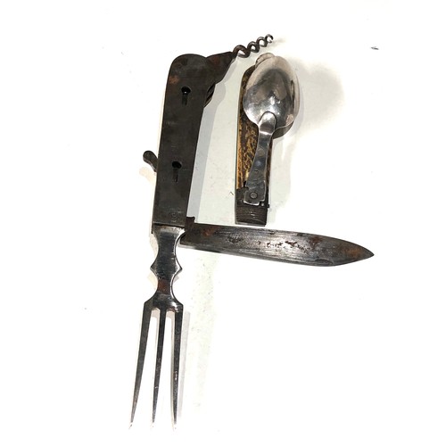 80 - Georgian silver spoon travel multi blade knife spoon and fork bone handle georgian silver hallmarked... 