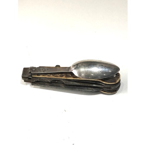 80 - Georgian silver spoon travel multi blade knife spoon and fork bone handle georgian silver hallmarked... 