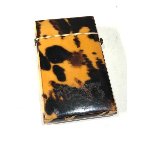 82 - Antique silver mounted tortoiseshell card case missing silver inlay to centre please see images for ... 