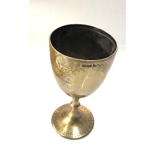 85 - Antique silver goblet by walker & hall sheffield silver halmars measures approx 16cm tall weight 167... 