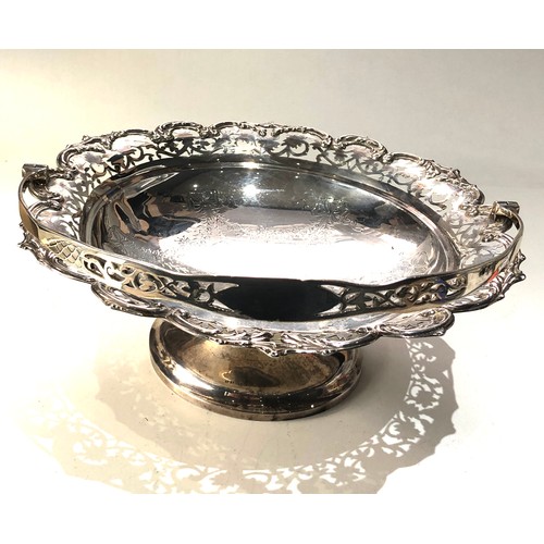 88 - Large swing handle fruit basket chester silver hallmarks measures approx 25cm dia height 9cm not inc... 