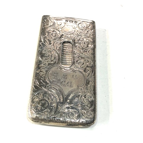 92 - Antique silver card case Birmingham silver hallmarks measures approx 8.2 by 4.2cm unusual centre car... 