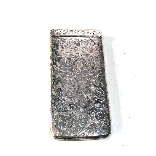 92 - Antique silver card case Birmingham silver hallmarks measures approx 8.2 by 4.2cm unusual centre car... 