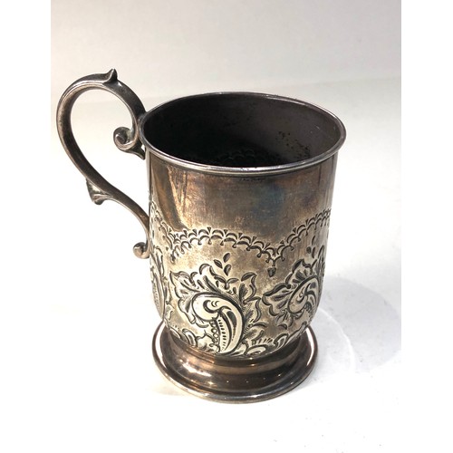 93 - Antique silver mug sheffield silver hallmarks measures height 8.8cm weight 136g please see images fo... 