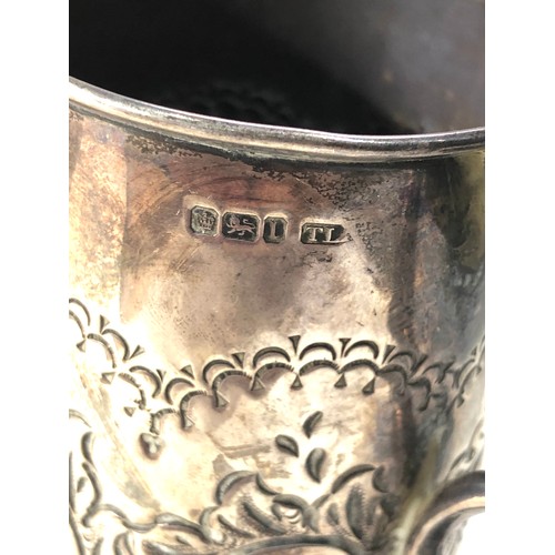 93 - Antique silver mug sheffield silver hallmarks measures height 8.8cm weight 136g please see images fo... 