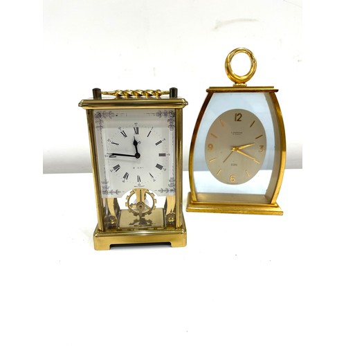 555 - 2 brass and glass carriage clocks, makers: Looping 15 jewel, alarm 8 day, Schatz 8 day.