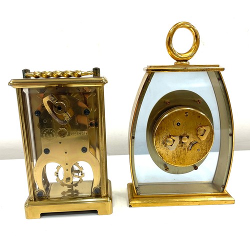 555 - 2 brass and glass carriage clocks, makers: Looping 15 jewel, alarm 8 day, Schatz 8 day.