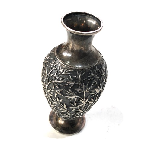 96 - Small Antique silver Chinese vase Chinese silver silver hallmarks measures height 9.3cm weight 55g p... 