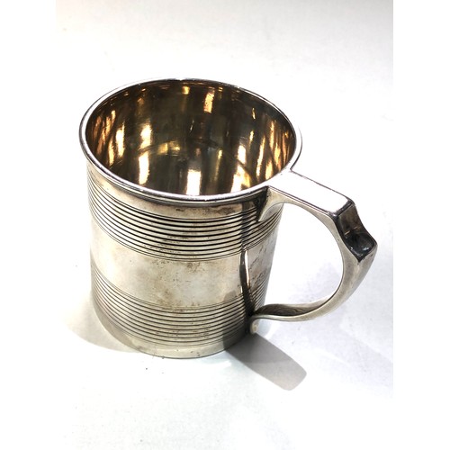 87 - Georgian silver mug measures approx 6.8cm high London silver hallmarks later engraved initials weigh... 