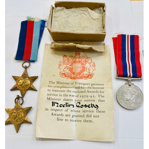 548 - ww2 merchant navy casualty medals inc casualty notice with atlantic star