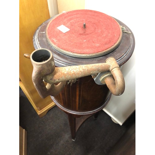 557 - Antique inlaid round  Gramophone  approx 14