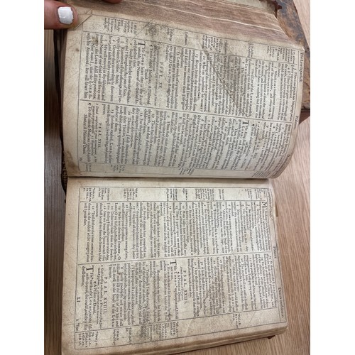 28 - 2 Antique bibles, one from possibly 1600s, some pages are missing