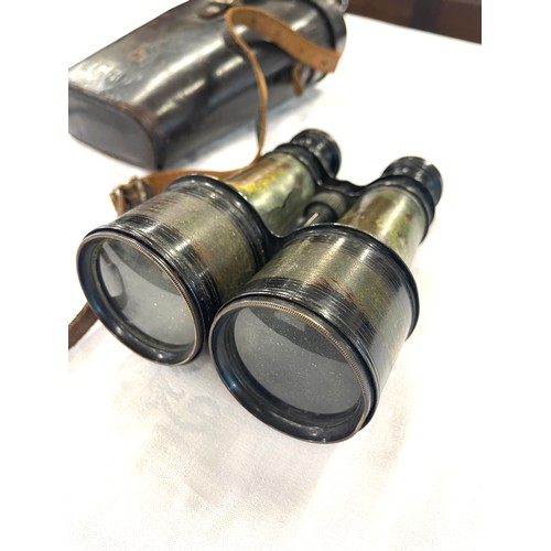 69 - Antique pair binoculars in original case, some damage as seen in images