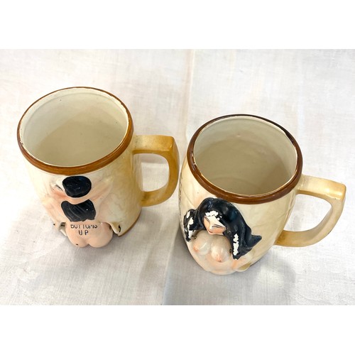 67 - 1970's novelty souvenir mugs, Bottoms up and let them Swing