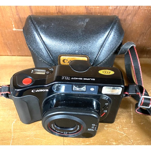 78 - Compact Camera Canon SureShot TELE 35mm Wet Film + Auto/Manual Flash & Case CC17, untested