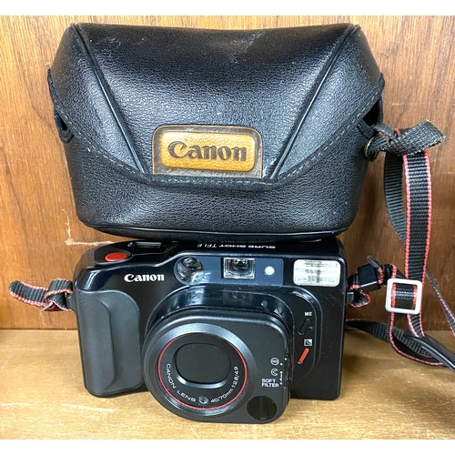 78 - Compact Camera Canon SureShot TELE 35mm Wet Film + Auto/Manual Flash & Case CC17, untested