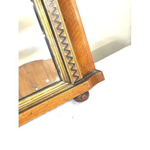 52 - Mahogany inlaid over mantle mirror, approximate measurements : 29 inches by 18.5 inches