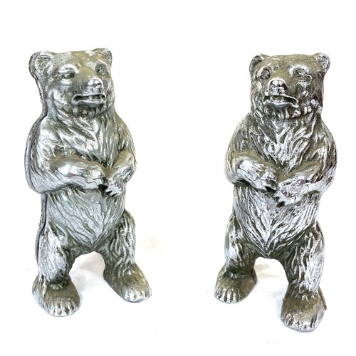 73 - Pair vintage black forest bear cast iron money bank coin safe