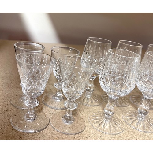 48 - Cut glass decanter and a selection of cut glass glasses