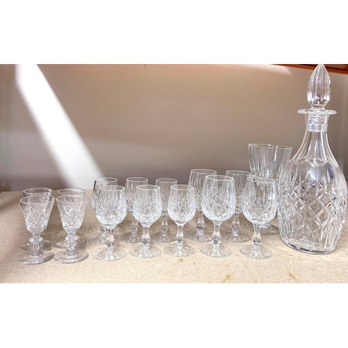 48 - Cut glass decanter and a selection of cut glass glasses