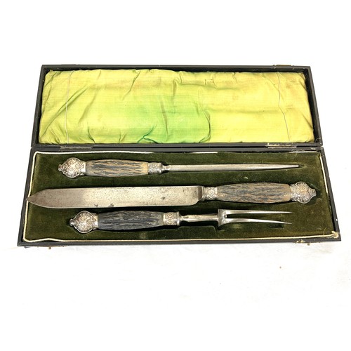 29 - Vintage cased Walker and hall carving set, case is damaged