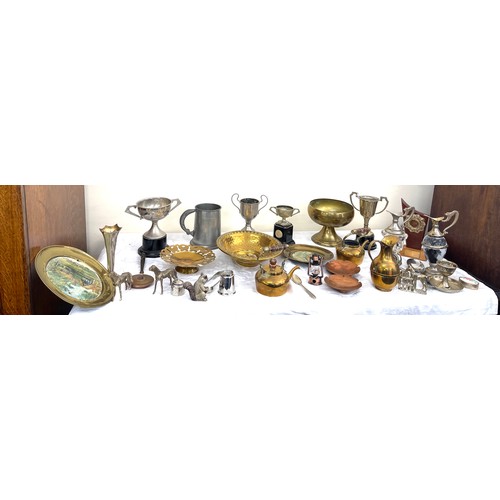 74 - Selection of metalware to include trophies, water jugs etc