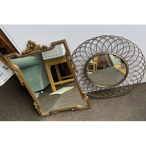 23 - Gilt framed mirror and a metal framed mirror