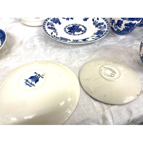 75 - Selection of vintage blue and white pottery to include tea pots, plates, cups etc