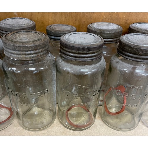 69 - Large selection of vintage glass Forsters and Kilner lidded jars