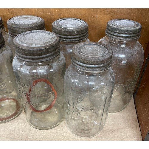 69 - Large selection of vintage glass Forsters and Kilner lidded jars