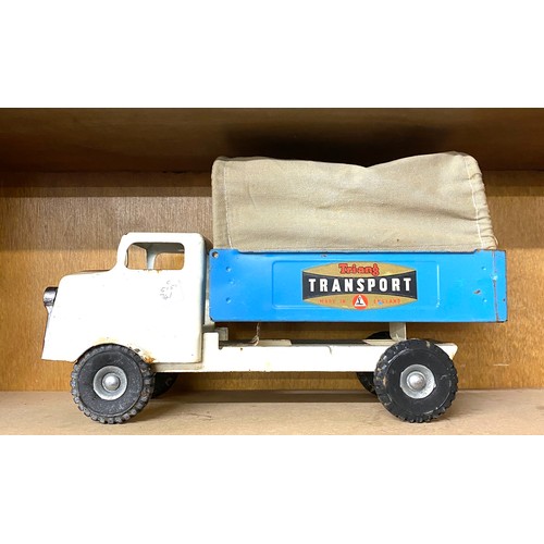 98 - Metal vintage Triang truck with canopy, Triang transport