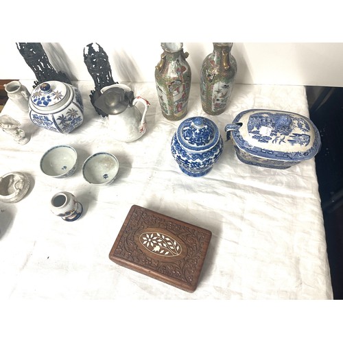 132 - Selection of antique and later oriental pottery pieces