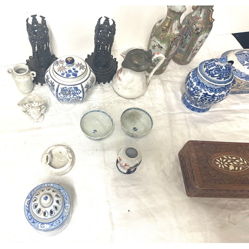 132 - Selection of antique and later oriental pottery pieces