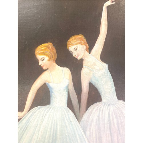 109 - Gilt framed signed painting, depicting two ballerinas signed Dante Battaglia