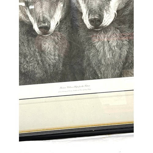 153 - Large framed print of Serbian wolves, limited edition, 454 of 850. Approximate measurements: H29 inc... 